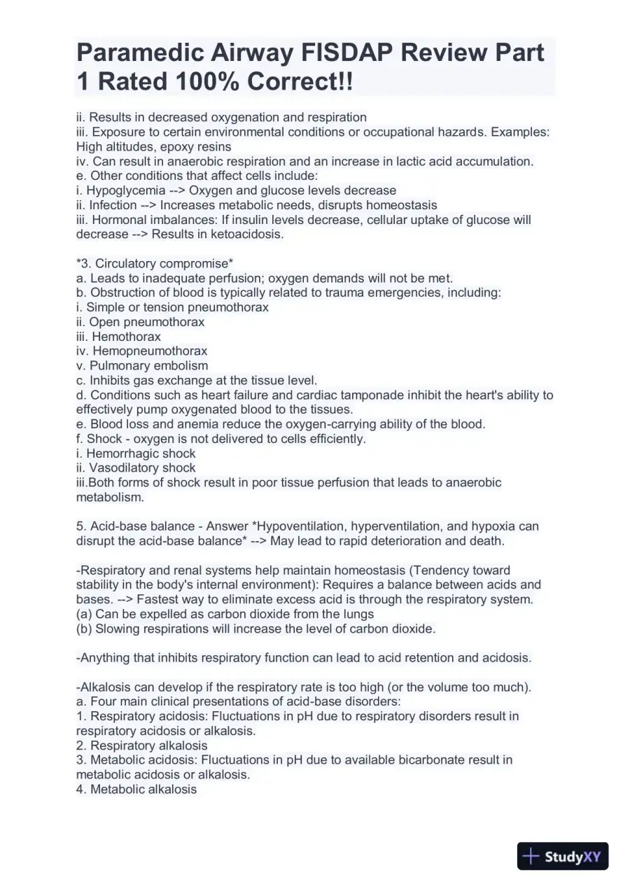 FISDAP Paramedic Airway Practice Exam With Answers (184 Solved Questions), page 6