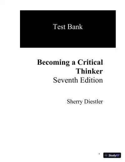 Test Bank for Becoming a Critical Thinker: A User-Friendly Manual, 7th Edition - Page 1 preview image