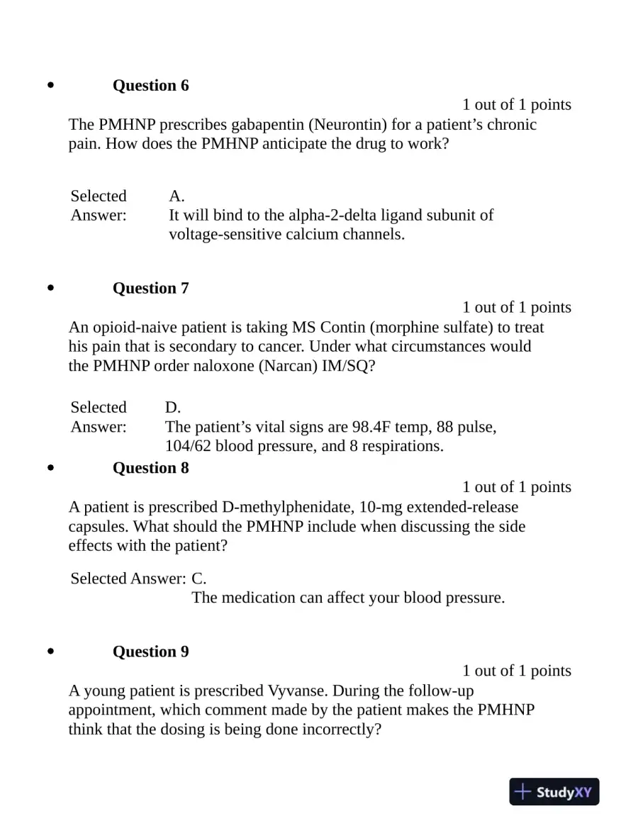 NURS6630N Pharmacology Final Exam Week 11 With Answers (76 Solved Questions), page 4