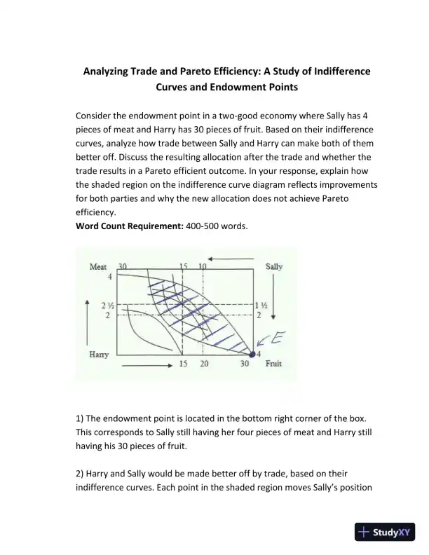 Analyzing Trade And Pareto Efficiency: A Study Of Indifference Curves And Endowment Points - Page 1 preview image