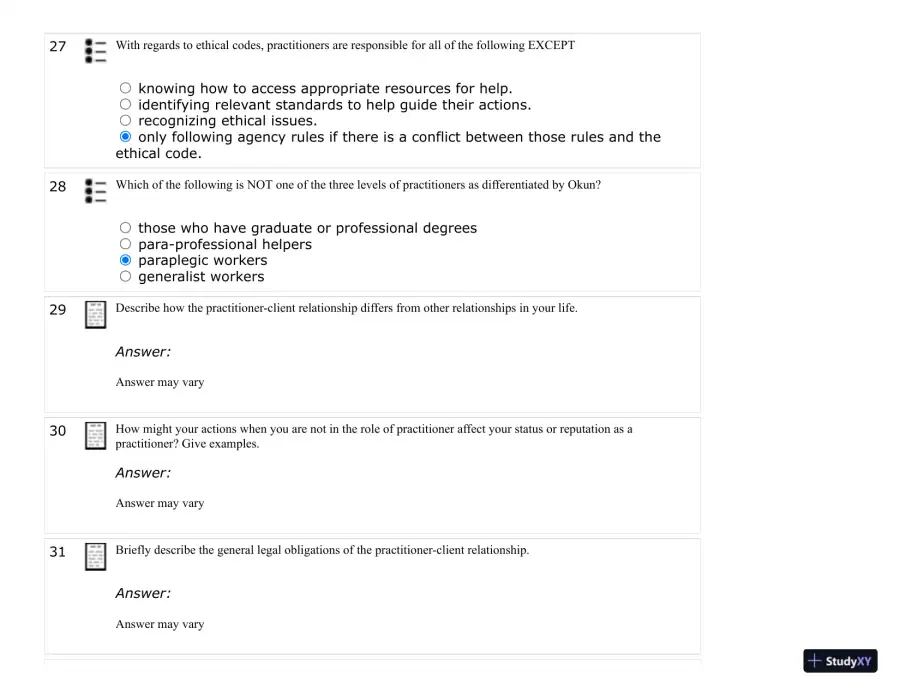 Test Bank For Developing Helping Skills: A Step-by-Step Approach to Competency, 3rd Edition, page 24