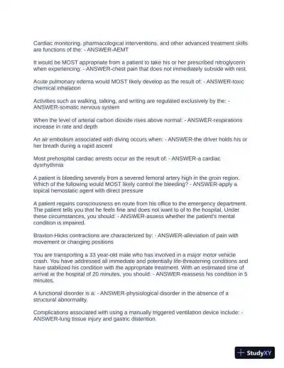 JB Learning: EMT Final Exam with Answers (201 Solved Questions) - Page 5 preview image