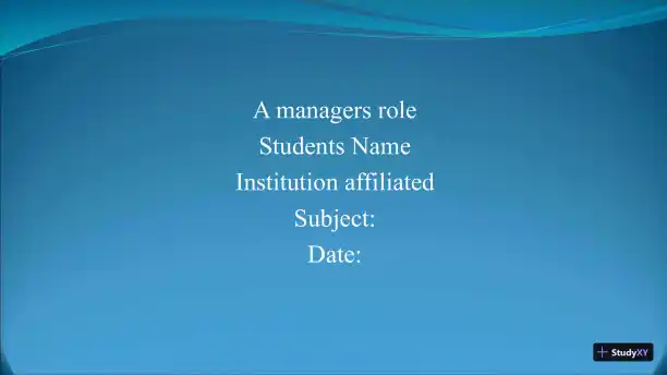 A Manager�s Role - Page 1 preview image