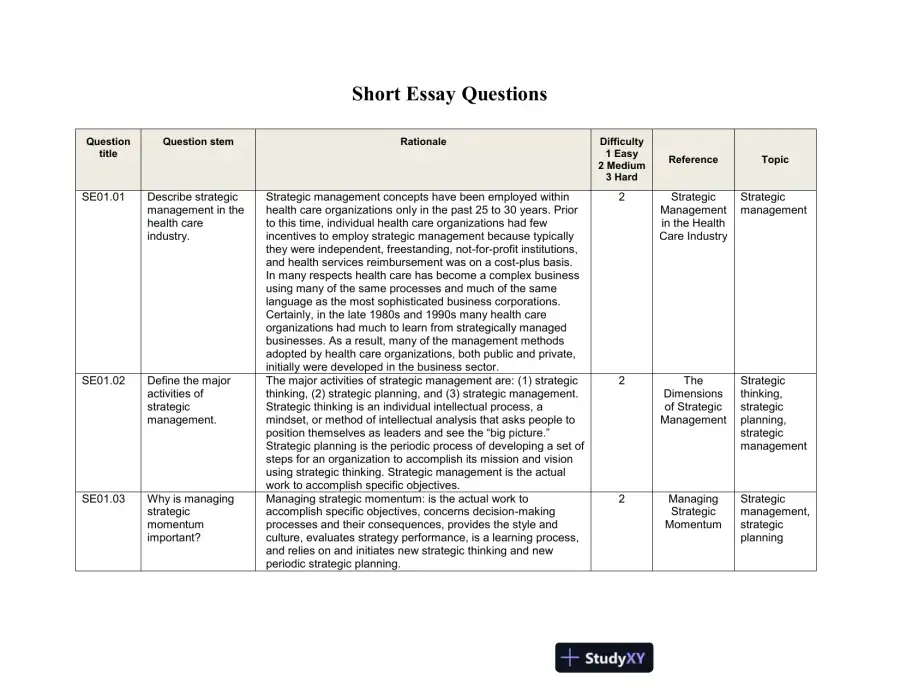 Test Bank For The Strategic Management of Health Care Organizations, 7th Edition, page 9