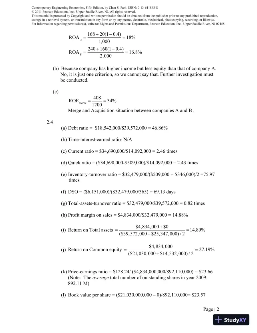 Solution Manual For Contemporary Engineering Economics, 5th Edition, page 3