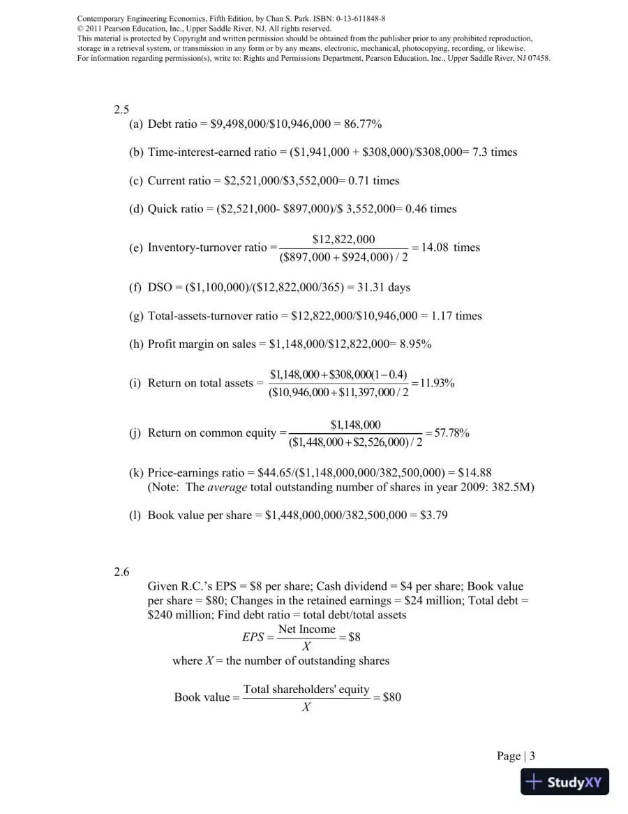 Solution Manual For Contemporary Engineering Economics, 5th Edition, page 4