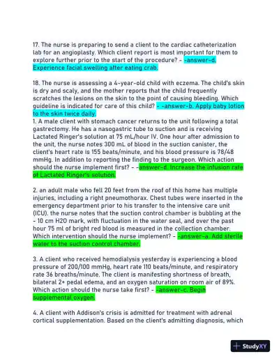 2023-2024 HESI RN Pharmacology Actual Exam With Answers (180 Solved Questions) - Page 3 preview image