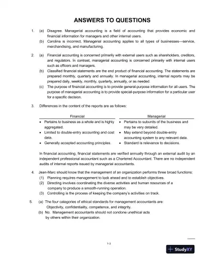 Managerial Accounting: Tools For Business Decision-Making, Third Canadian Edition Solution Manual - Page 4 preview image