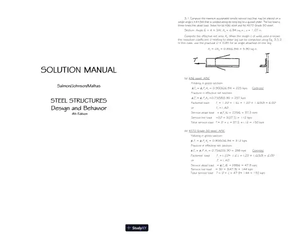 Solution Manual For Steel Structures: Design And Behavior, 5th Edition - Page 1 preview image