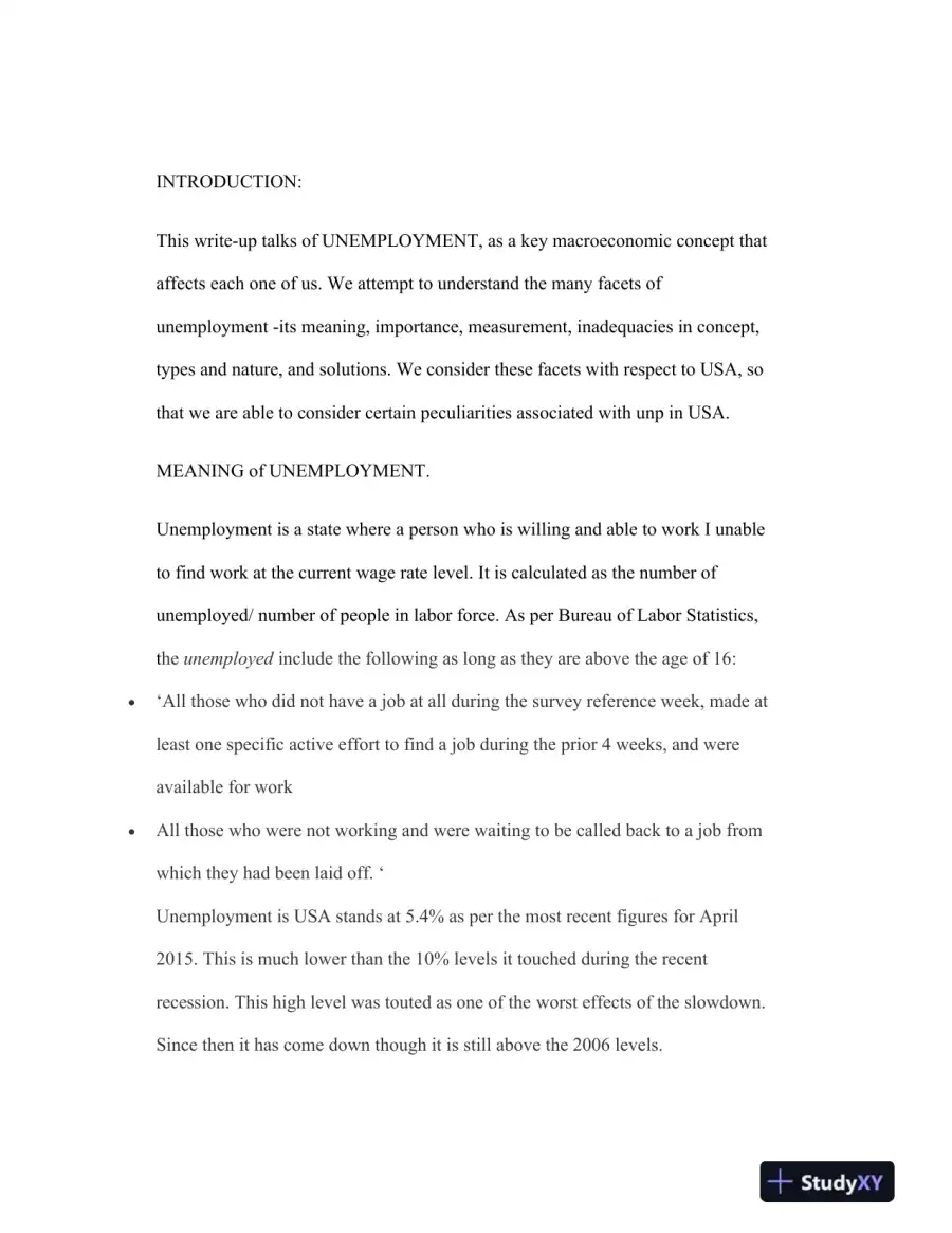 Unemployment in the USA: Analysis, Impacts, and Policy Solutions, page 3