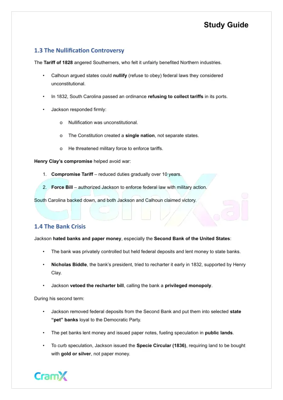 U.S. History I - Jacksonian Democracy, page 2
