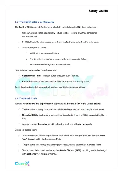 U.S. History I - Jacksonian Democracy - Page 2 preview image