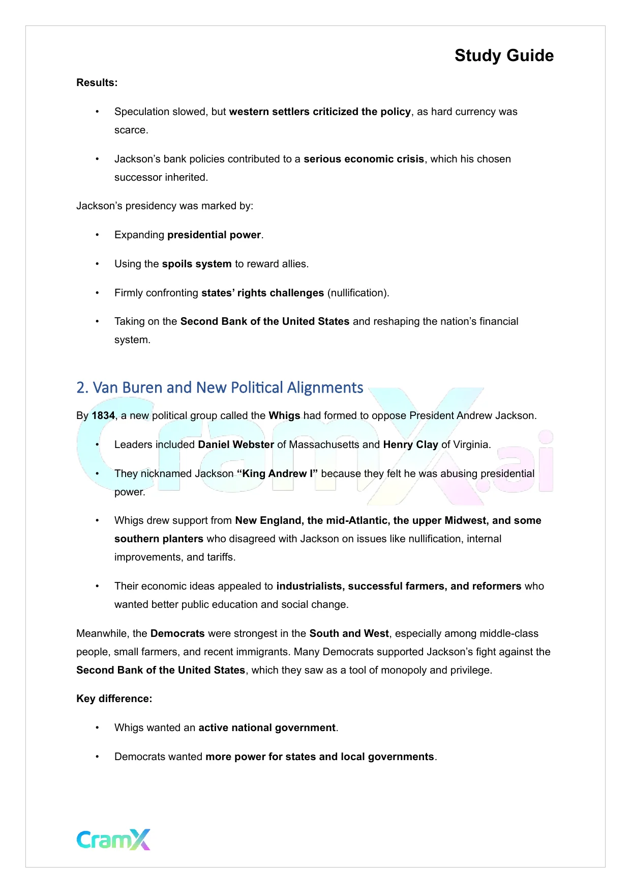 U.S. History I - Jacksonian Democracy - Page 3 preview image