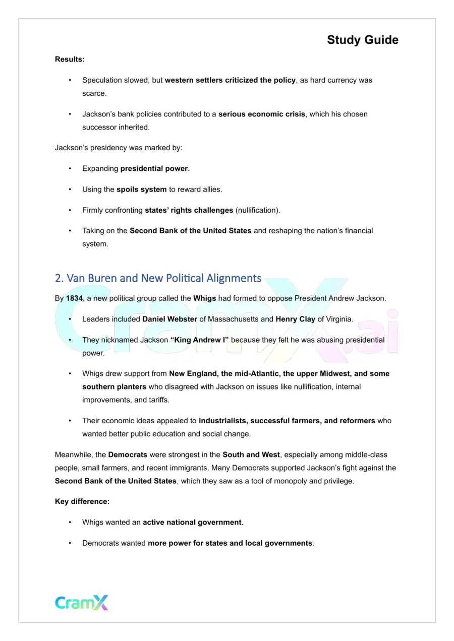 U.S. History I - Jacksonian Democracy, page 3