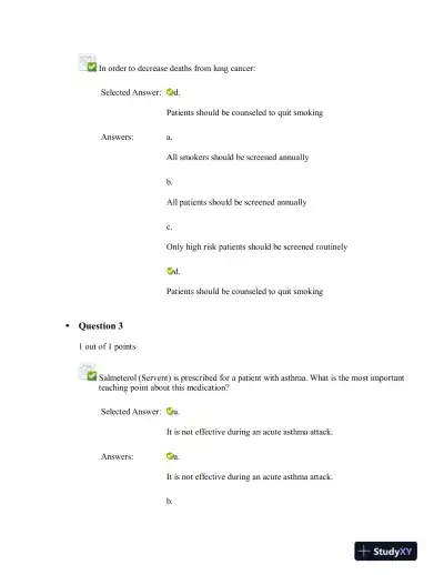 NRNP6531 Nursing Diagnosis Final Exam Revised Version With Answers (20 Solved Questions) - Page 3 preview image