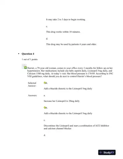 NRNP6531 Nursing Diagnosis Final Exam Revised Version With Answers (20 Solved Questions) - Page 4 preview image