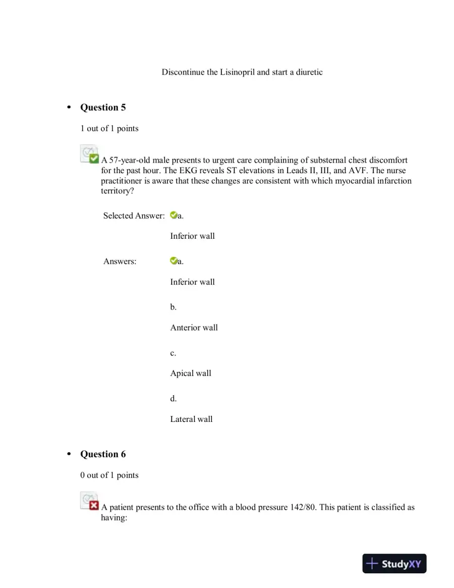 NRNP6531 Nursing Diagnosis Final Exam Revised Version With Answers (20 Solved Questions), page 5