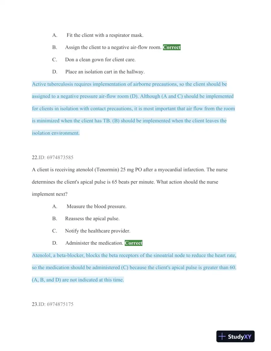 HESI Critical Care Practice Exam With Answers (75 Solved Questions), page 14