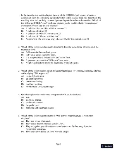 Test Bank for Genetics Essentials: Concepts and Connections, 3rd Edition - Page 21 preview image