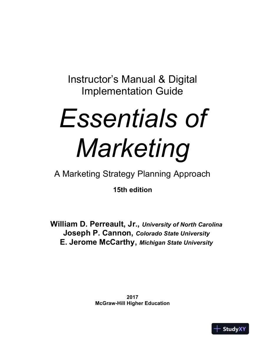 Solution Manual for Essentials of Marketing: A Marketing Strategy Planning Approach, 15th Edition, page 11