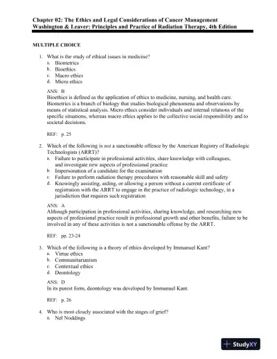 Principles and Practice of Radiation Therapy 4th Edition Test Bank - Page 14 preview image