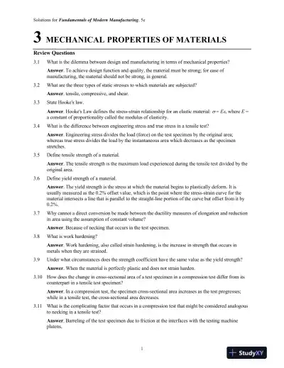 Solution Manual for Fundamentals of Modern Manufacturing: Materials, Processes, and Systems, 5th Edition - Page 12 preview image