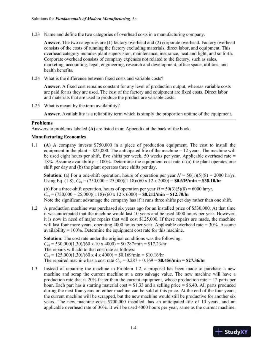 Solution Manual for Fundamentals of Modern Manufacturing: Materials, Processes, and Systems, 5th Edition, page 5