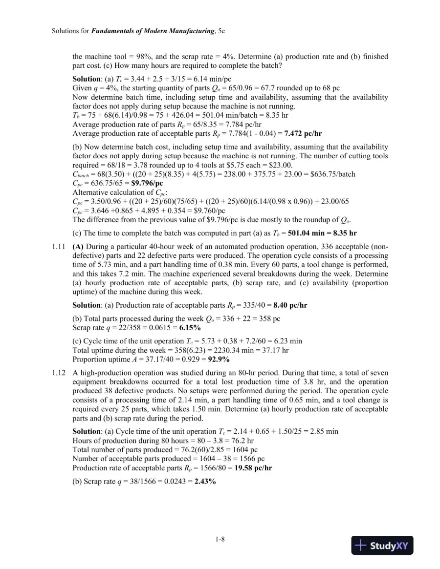 Solution Manual for Fundamentals of Modern Manufacturing: Materials, Processes, and Systems, 5th Edition, page 9