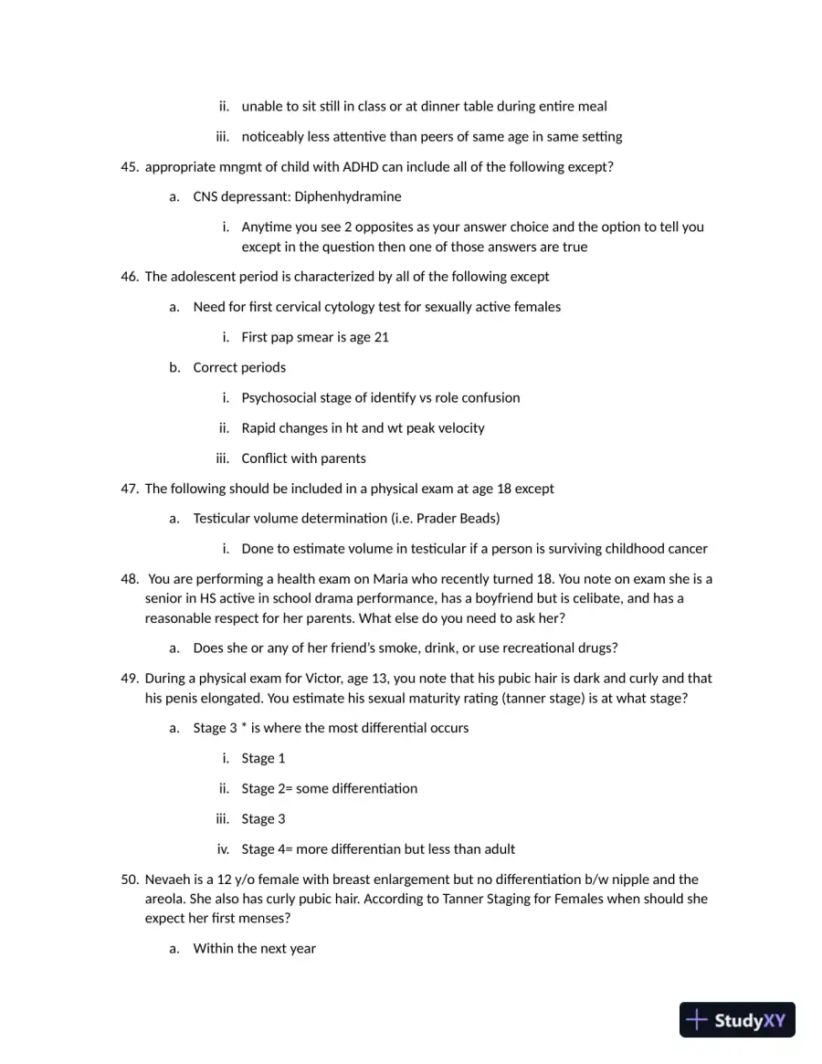Barkley Review: Pediatrics Assessment Day 1 with Answers (50 Solved Questions), page 10