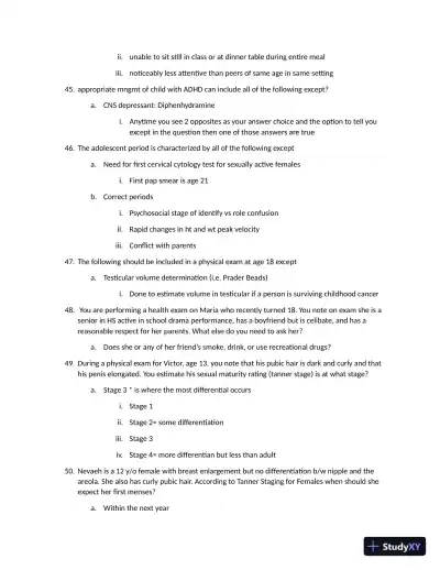 Barkley Review: Pediatrics Assessment Day 1 with Answers (50 Solved Questions) - Page 10 preview image