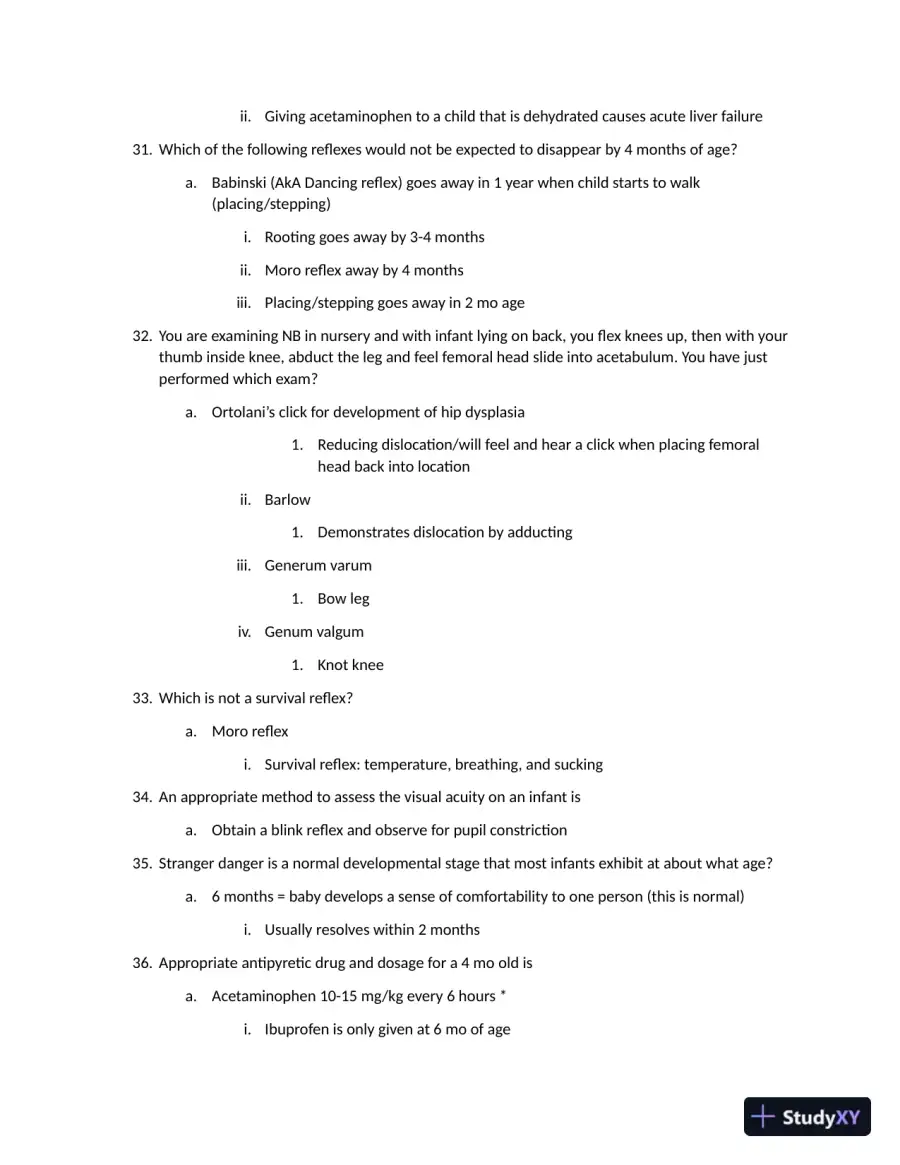 Barkley Review: Pediatrics Assessment Day 1 with Answers (50 Solved Questions), page 8