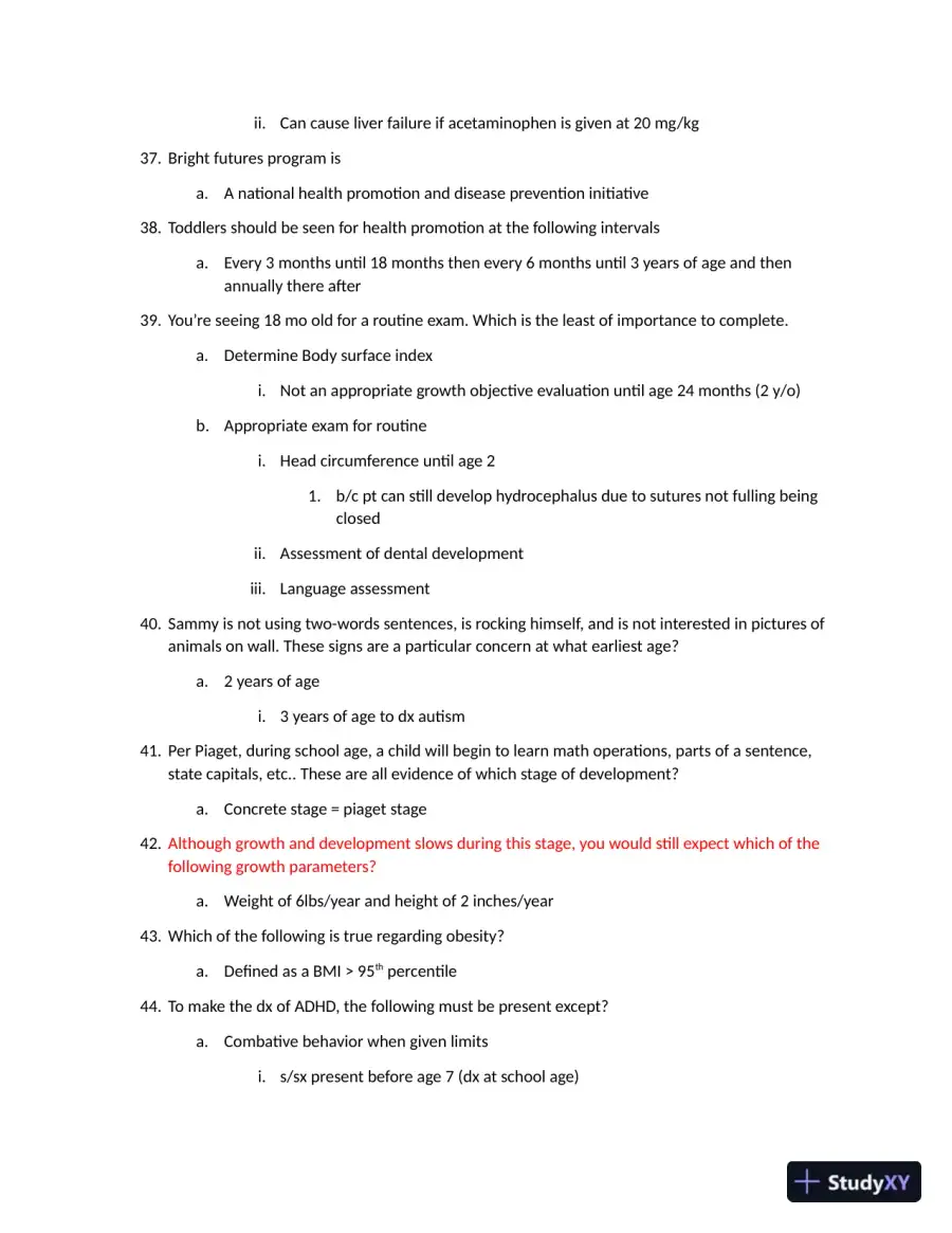 Barkley Review: Pediatrics Assessment Day 1 with Answers (50 Solved Questions), page 9