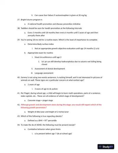 Barkley Review: Pediatrics Assessment Day 1 with Answers (50 Solved Questions) - Page 9 preview image