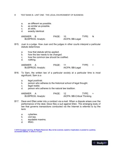 Test Bank For Business Law: Text And Cases, 13th Edition - Page 11 preview image