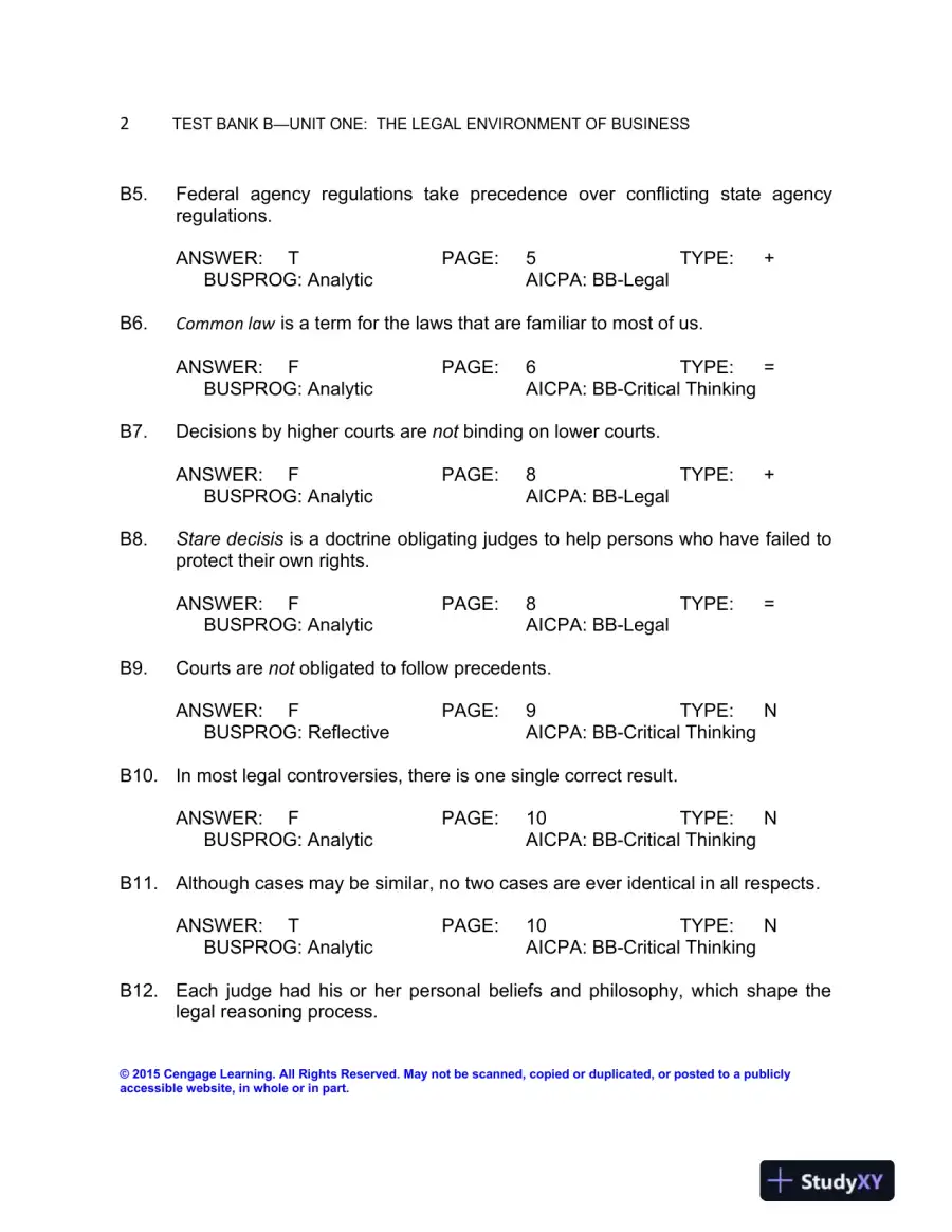 Test Bank For Business Law: Text And Cases, 13th Edition, page 5