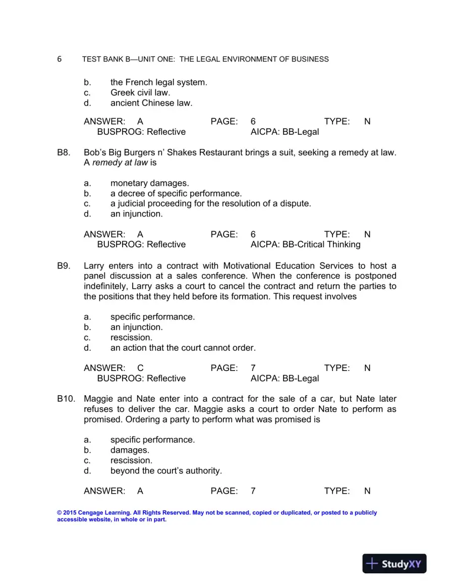 Test Bank For Business Law: Text And Cases, 13th Edition, page 9