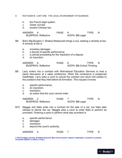 Test Bank For Business Law: Text And Cases, 13th Edition - Page 9 preview image