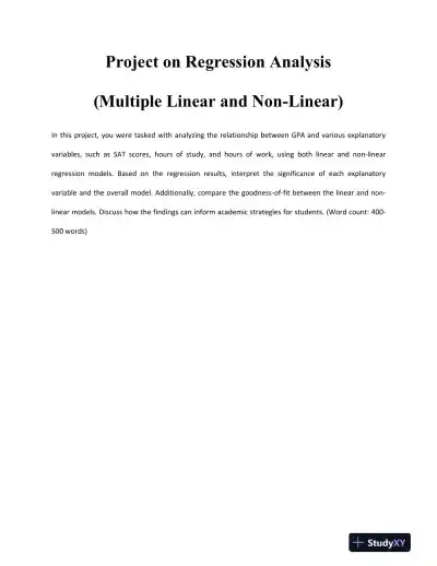 Project on Regression Analysis - Page 1 preview image