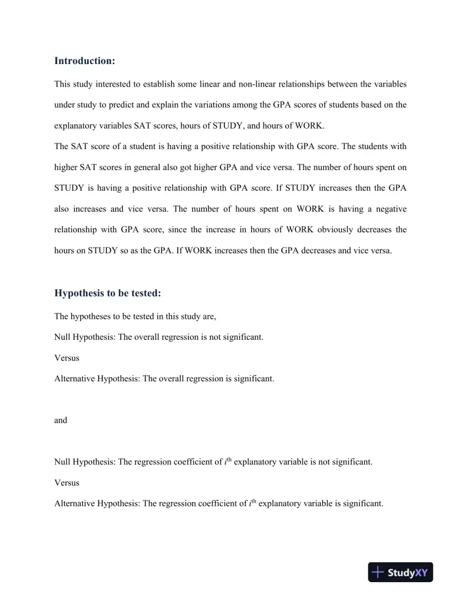 Project on Regression Analysis, page 3