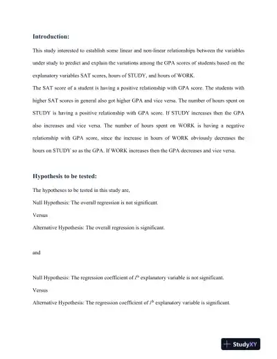 Project on Regression Analysis - Page 3 preview image