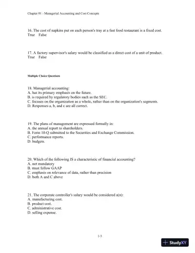 Test Bank For Introduction To Managerial Accounting, 5th Edition - Page 4 preview image