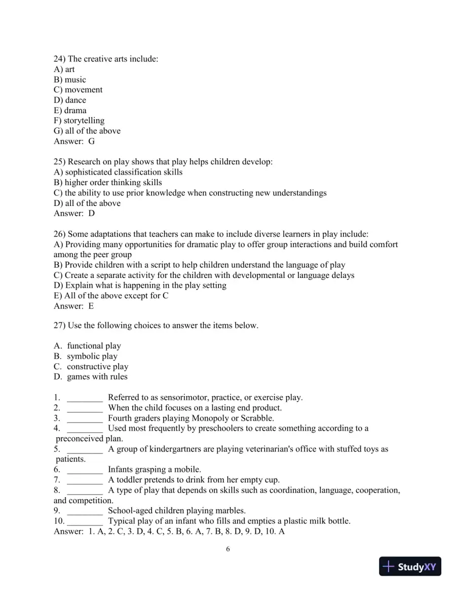 Test Bank for Creative Thinking and Arts-Based Learning: Preschool Through Fourth Grade, 7th Edition, page 17