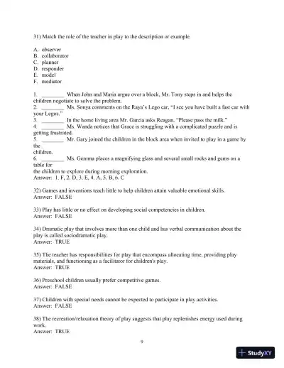 Test Bank for Creative Thinking and Arts-Based Learning: Preschool Through Fourth Grade, 7th Edition - Page 20 preview image