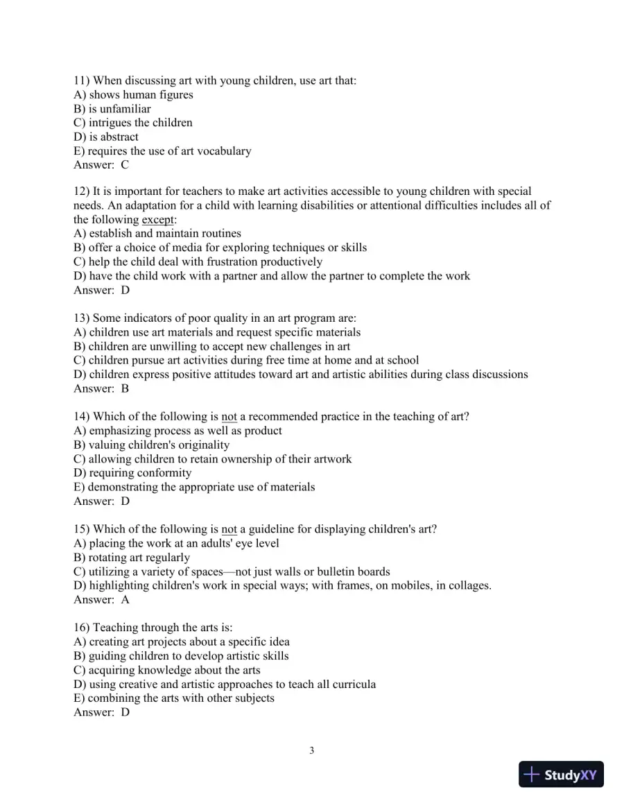 Test Bank for Creative Thinking and Arts-Based Learning: Preschool Through Fourth Grade, 7th Edition, page 25