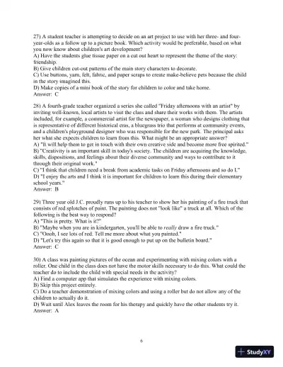 Test Bank for Creative Thinking and Arts-Based Learning: Preschool Through Fourth Grade, 7th Edition - Page 28 preview image