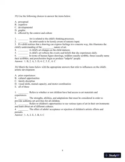 Test Bank for Creative Thinking and Arts-Based Learning: Preschool Through Fourth Grade, 7th Edition - Page 30 preview image
