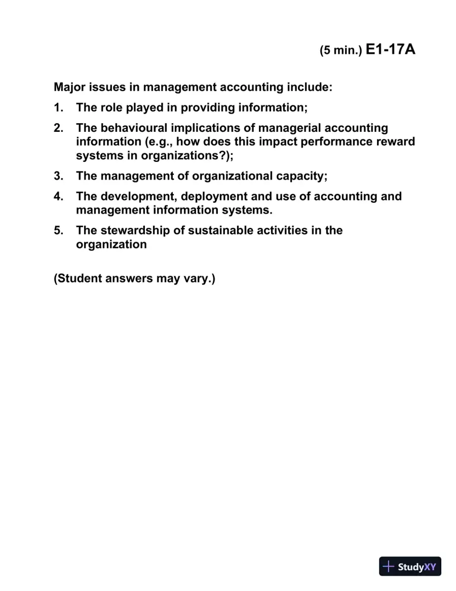 Managerial Accounting, Third Canadian Edition Solution Manual, page 20