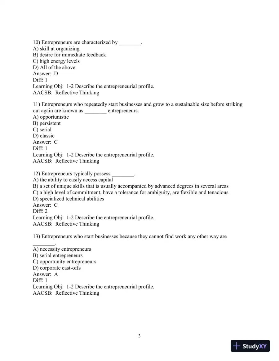Test Bank for Essentials of Entrepreneurship and Small Business Management, 9th Edition, page 5