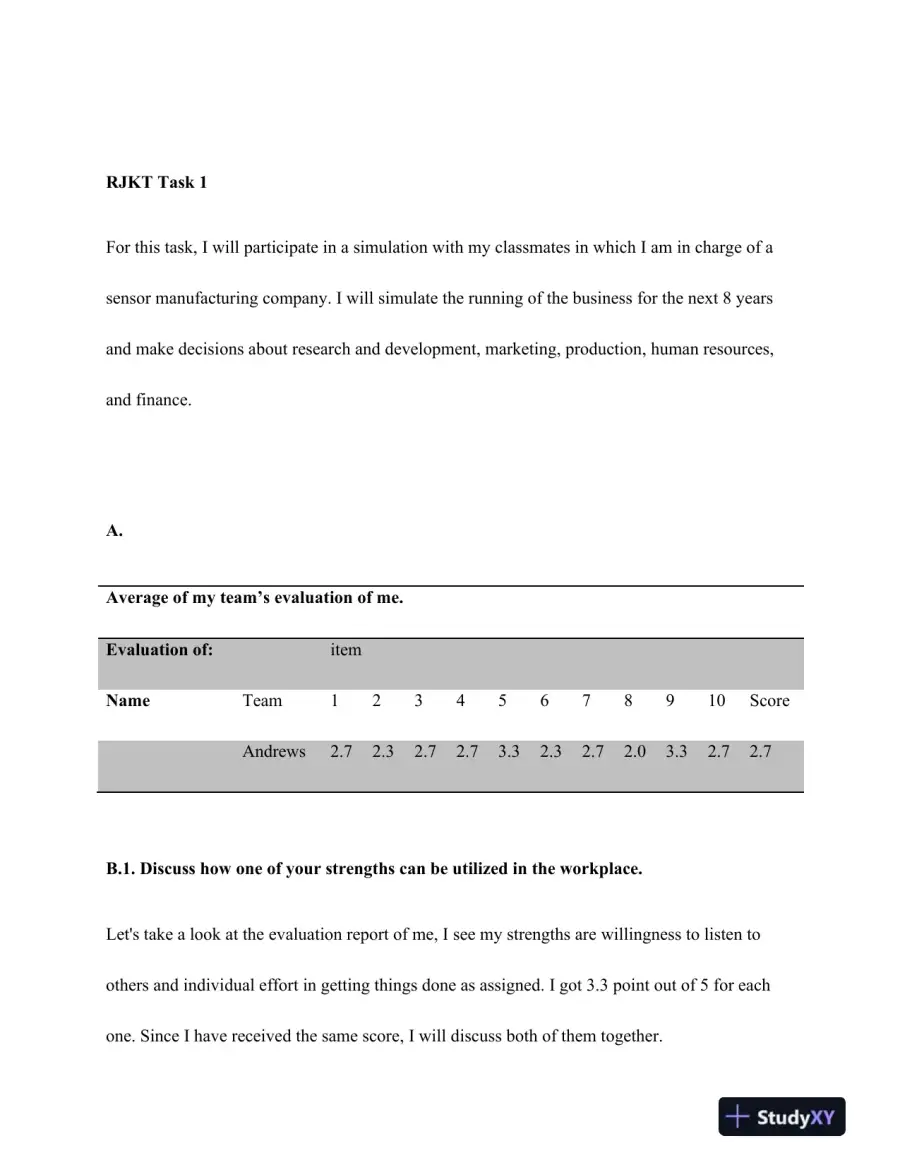 Teamwork and Leadership Dynamics in Business Simulation: A Self-Reflection and Evaluation, page 3