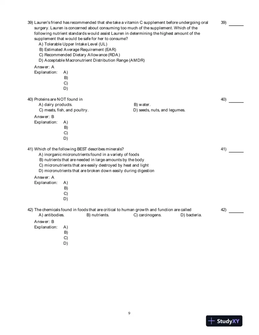 Nutrition: An Applied Approach, 4th Edition Test Bank, page 10